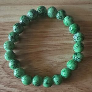 Green Beaded Stretch Bracelet - Women Jewelry